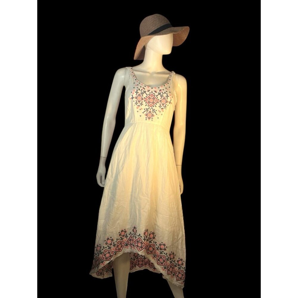 Holding Horses Anthropologie fresh cotton hi-lo embroidered festival‎ dress sz 0 - Picture 7 of 7